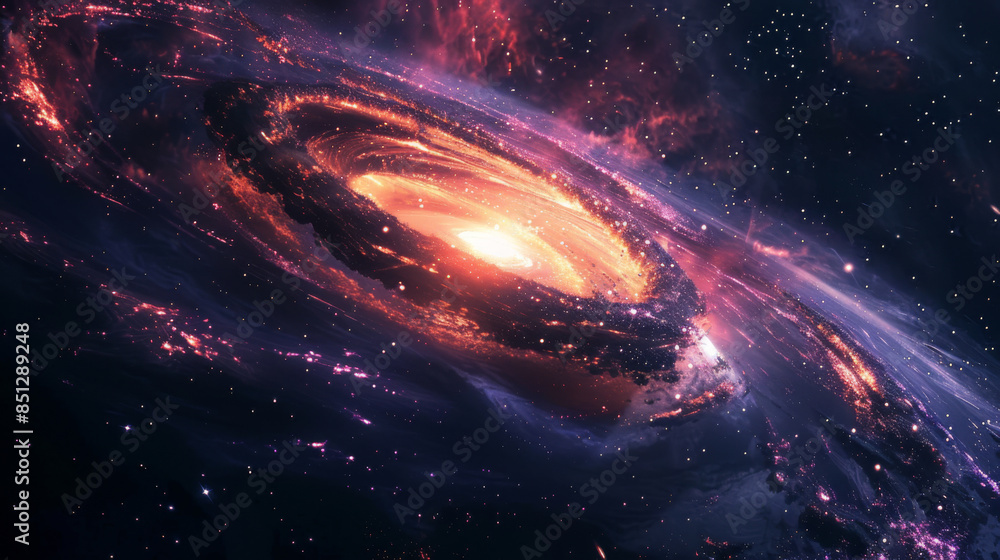 Wall mural beautiful spiral galaxy in deep space with stars and nebula