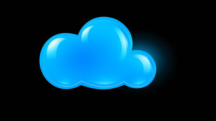 Blue speech bubble icon isolated on black background. Communication concept design.