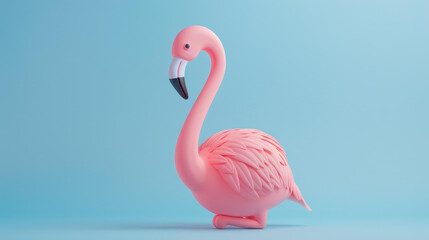 Fototapeta premium Adorable clay Flamingo in muted pastel shades, handmade with love. Perfect as a quirky home dcor item or gift for the kawaii enthusiast.