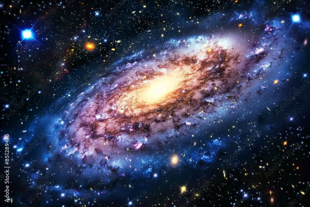 Wall mural beautiful spiral galaxy in deep space with stars and nebula