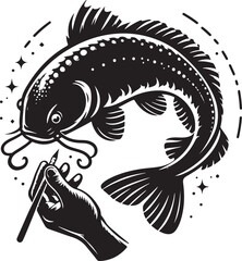 Catfish Fish design silhouette vector art work file
