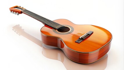 Classical Guitar Isolated On White Background. 3D Rendering Illustration.