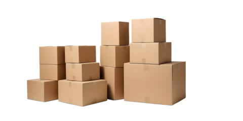 cardboard box warehouse mockup, png file of isolated