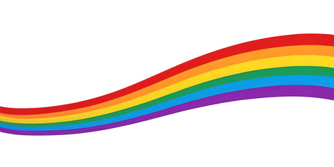 LGBT Pride Flag Rainbow Ribbon Illustration. Wavy Rainbow Ribbon with LGBT Pride Flag Colors.