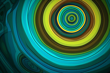 Abstract concentric circle background with blue green and brown shapes.


