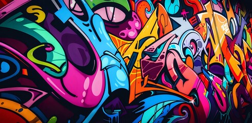Vibrant Abstract Graffiti: Chaotic Colors and Shapes
