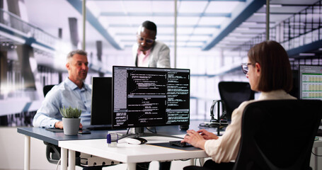 Software Engineer Developer Using Desktop Computer