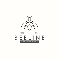 Bee line art animal exclusive logo simple inspiration on black background