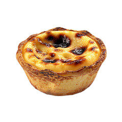 Traditional Portuguese egg tart dessert Pasteis Pastel de nata or Pasteis de Belem isolated on transparent background