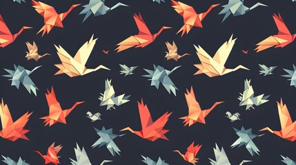 Abstract Geometric Origami Bird Pattern