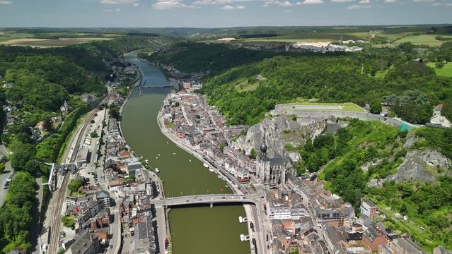 Aerial View of Dinant, Belgium: A Picturesque River Town