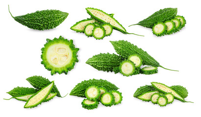 bitter gourd isolated on white background.