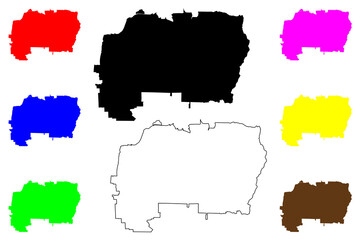 Higashiosaka City (State of Japan, island country, Osaka Prefecture) map vector illustration, scribble sketch City of Higashiosaka map