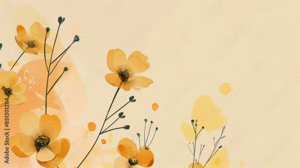 Poster light yellow background with abstract wave patterns