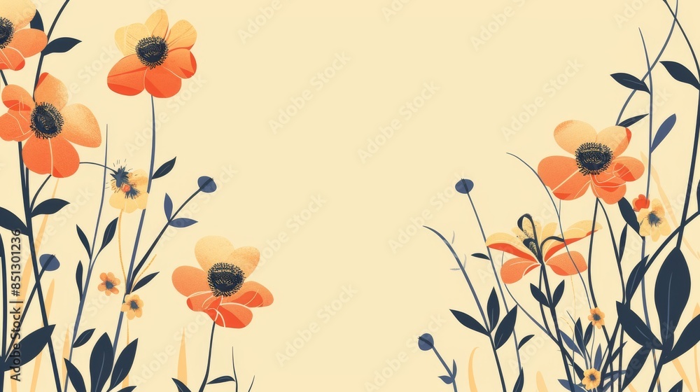 Poster light yellow background with abstract art elements
