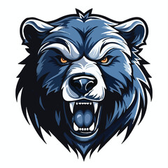 angry grizzly bear head vector art illustration isolated on white background