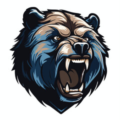 angry grizzly bear head vector art illustration isolated on white background