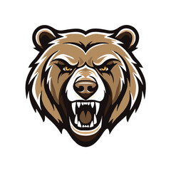 angry grizzly bear head vector art illustration isolated on white background