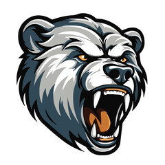 angry grizzly bear head vector art illustration isolated on white background