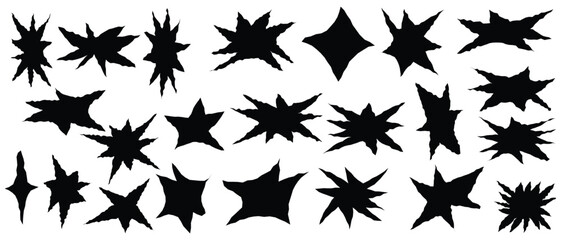 
Set of jagged irregular stars shape. Cut out of paper for collages. Grunge elements for design. Vector illustration. isolated on a white background. 