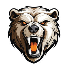 angry grizzly bear head vector art illustration isolated on white background