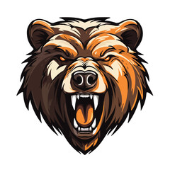 angry grizzly bear head vector art illustration isolated on white background