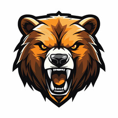 angry grizzly bear head vector art illustration isolated on white background