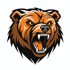 angry grizzly bear head vector art illustration isolated on white background