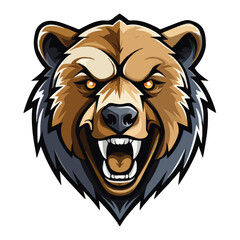 angry grizzly bear head vector art illustration isolated on white background