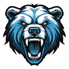 angry grizzly bear head vector art illustration isolated on white background