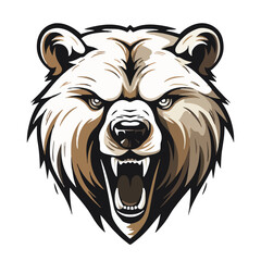 angry grizzly bear head vector art illustration isolated on white background