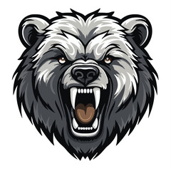 angry grizzly bear head vector art illustration isolated on white background