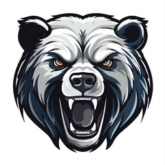 angry grizzly bear head vector art illustration isolated on white background