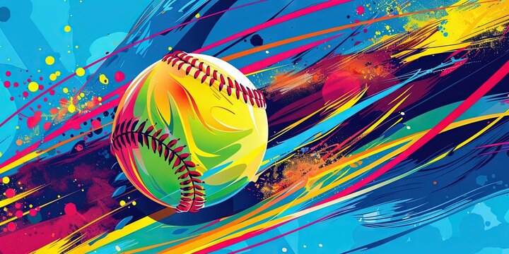 softball on colorful background