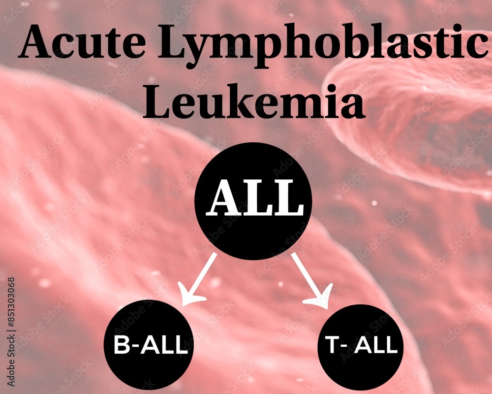 Poster Acute leukemia, Acute lymphoblastic leukemia(FAB ALL-L3). ALL is two types B cell leukemia and T cell leukemia. 