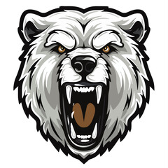 angry grizzly bear head vector art illustration isolated on white background