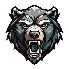 angry grizzly bear head vector art illustration isolated on white background