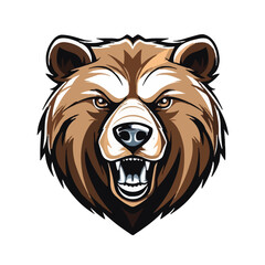 angry grizzly bear head vector art illustration isolated on white background