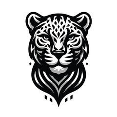 leopard mascot logo in black and white silhouette