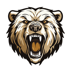 angry grizzly bear head vector art illustration isolated on white background