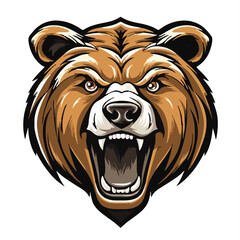 angry grizzly bear head vector art illustration isolated on white background