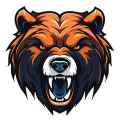 angry grizzly bear head vector art illustration isolated on white background