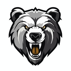 angry grizzly bear head vector art illustration isolated on white background