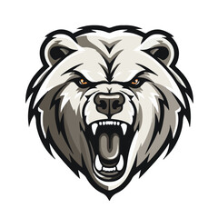 angry grizzly bear head vector art illustration isolated on white background