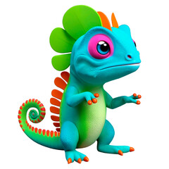 Fototapeta premium Chameleon, lizard head, cute little chameleon, dragon, colorful toy, cartoon, colorful