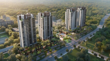 Obraz premium Top view of Apartment Complex