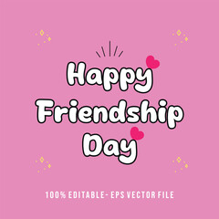 happy friendship day text effect a pink background with a pink background with hearts on the top