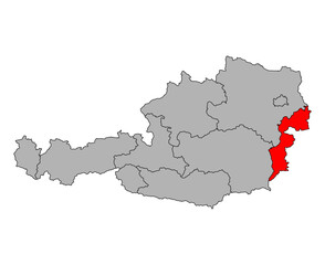 Austria of Burgenland map symbol shape, travel web flat concept icon symbol vector illustration