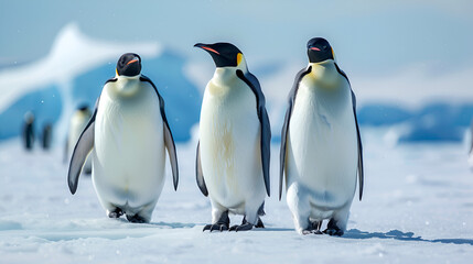 Emperor Penguins on the frozen Weddell sea, Antarctica