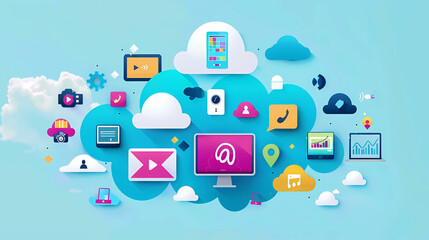 Analytic diagram of online market promotion strategy on digital advertising platform via social media - a digital marketing technology solution for online businesses. illustration wallpaeper